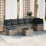 vidaXL Ensemble de canapé de jardin 8 pièces avec coussins  en polyrotin gris