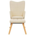 vidaXL Chaise à bascule avec tabouret Crème Tissu