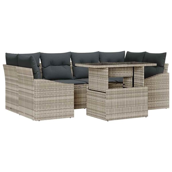 vidaXL Ensemble de canapé de jardin 7 pc Gris clair polyrotin