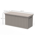 Coffre de jardin malle de rangement dim. 124L x 52l x 56H cm polypropylène texturé imitation lattes de bois café clair