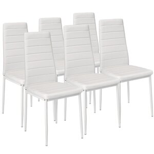 Lot de 6 chaises siège de salon cuisine salle à manger design carré élégant blanc 08_0000172