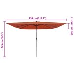 Parasol de jardin carré vidaXL avec lumières LED 295x245 cm Terracotta