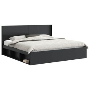 vidaXL Cadre de lit avec rangement et tête de lit Noir 180 x 200 cm
