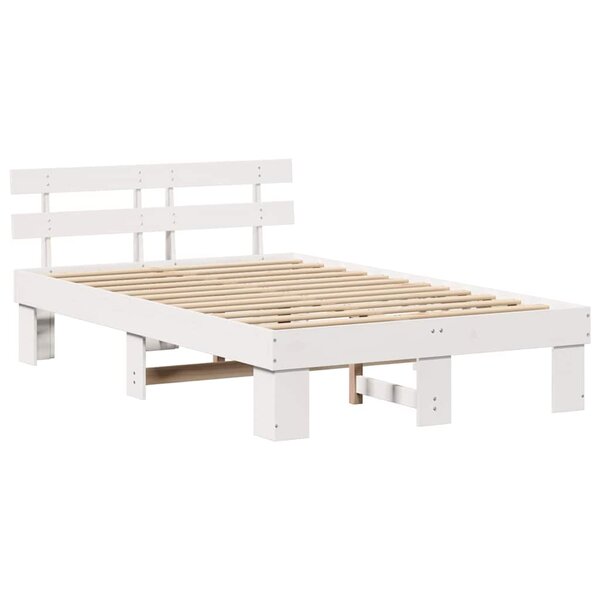 vidaXL Cadre de lit Blanc 140 x 190 cm Bois de pin massif