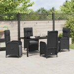vidaXL Ensemble de salle à manger pour jardin 5 Pièces Noir Poly rotin