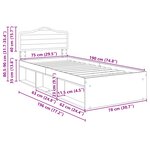 vidaXL Cadre de lit Bois ancien 75 x 190 cm Bois de pin massif