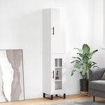 vidaXL Buffet haut Blanc brillant 34 5x34x180 cm Bois d'ingénierie