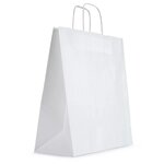 Sac kraft blanc à poignées torsadées raja 46 x 36 x 14 cm (lot de 100)