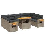 vidaXL Salon de jardin 11 Pièces avec coussins gris résine tressée