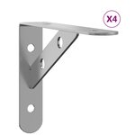 vidaXL Supports d'étagères 4Pièces 15x2 5x11 5cm argenté acier inoxydable