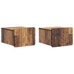 vidaXL Cabinet de chevet mural 2 Pièces Bois ancien 33 x 34 5 x 24 cm