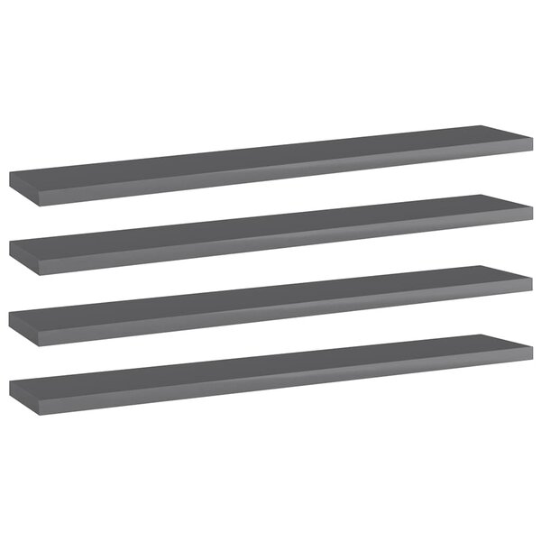 vidaXL Panneaux bibliothèque 4 Pièces Gris brillant 60x10x1 5cm Aggloméré