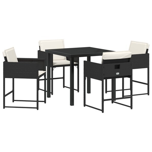 vidaXL Ensemble de jardin 5 pièces avec coussins en poly rotin noir