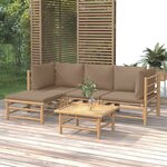vidaXL Salon de jardin 5 Pièces avec coussins taupe bambou