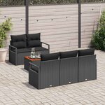 vidaXL Ensemble de canapé de jardin 6 Pièces Noir