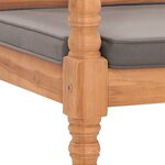 Vidaxl banc batavia avec coussin gris foncé 120 cm bois de teck massif