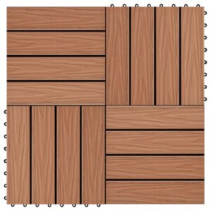 vidaXL Carreau de terrasse en relief 11 Pièces WPC 30 x 30 cm 1 m² Marron