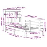 vidaXL Lit bibliothèque sans matelas 75x190 cm bois de pin massif