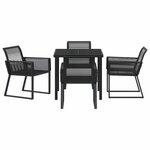 vidaXL Ensemble de salle à manger pour jardin 5 Pièces Noir Poly rotin