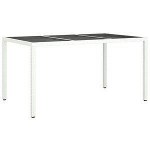 vidaXL Table de jardin pour repas Blanc 150 x 90 x 75 cm Poly rotin