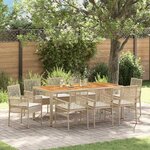vidaXL Ensemble de salle à manger pour jardin 9 Pièces Beige Poly rotin