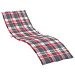 vidaXL Coussin de chaise longue à carreaux rouge 200x70x3 cm