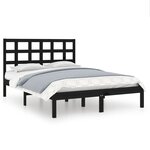 vidaXL Cadre de lit sans matelas noir 140x190 cm bois massif