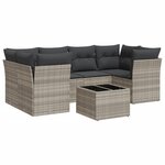 vidaXL Salon de jardin avec coussins 7 Pièces gris clair résine tressée