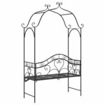 vidaXL Banc de jardin avec coussin Noir 104 x 54 x 93cm Acier