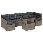 vidaXL Ensemble de canapé de jardin 8 Pièces Gris Poly rotin