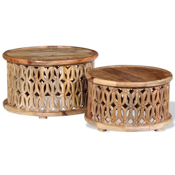 vidaXL Ensemble de table basse 2 Pièces Bois de manguier massif