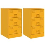 vidaXL Tables de chevet 2 Pièces jaune moutarde 34 5x39x62 cm acier
