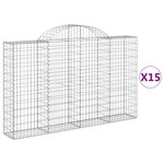 vidaXL Paniers à gabions arqués 15 Pièces 200x30x120/140 cm Fer galvanisé
