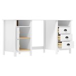 Bureau table poste de travail meuble d'ordinateur informatique étude Hill 150 x 50 x 74 cm bois de pin solide blanc 02_0023861
