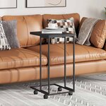 vidaXL Table d'appoint avec roues Noir 40x30x63 5 cm Bois d'ingénierie