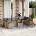 vidaXL Salon de jardin 11 Pièces avec coussins beige résine tressée