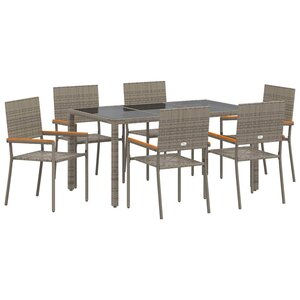 vidaXL Ensemble de salle à manger pour jardin 7 Pièces Gris