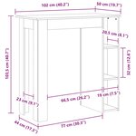vidaXL Table de bar avec étagère chêne artisanal bois d'ingénierie