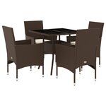 vidaXL Ensemble à manger de jardin et coussins 5Pièces marron rotin verre