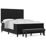 vidaXL Lit à ressorts avec matelas Noir 140 x 200 cm Velours