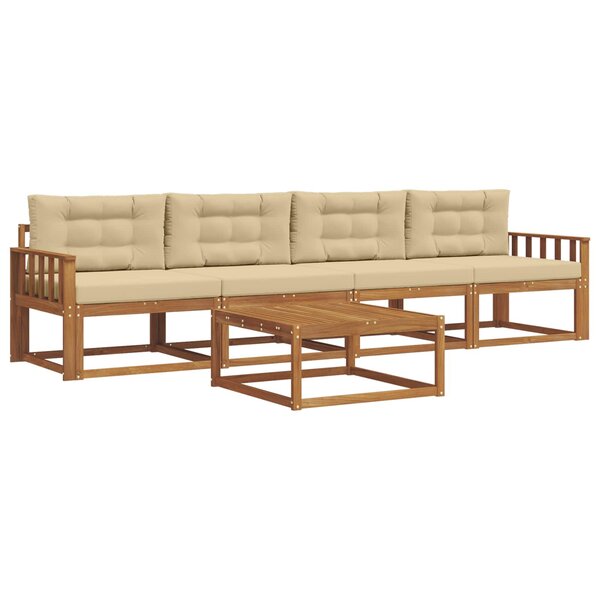 vidaXL Ensemble de canapés d'extérieur 5 Pièces Naturel et Beige