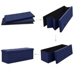 Banc banquette de rangement pliable lin synthétique bleu 02_0010742