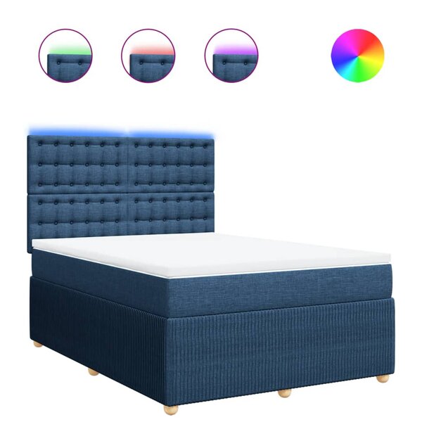 vidaXL Sommier à lattes de lit avec matelas Bleu 160x200 cm Tissu