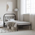 vidaXL Cadre de lit métal sans matelas avec tête de lit noir 107x203cm