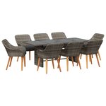 vidaXL Ensemble de salle à manger pour jardin 9 pc Gris polyrotin