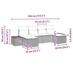 vidaXL Ensemble de canapé jardin 6 pièces avec coussins Beige Rattan Poly Acacia