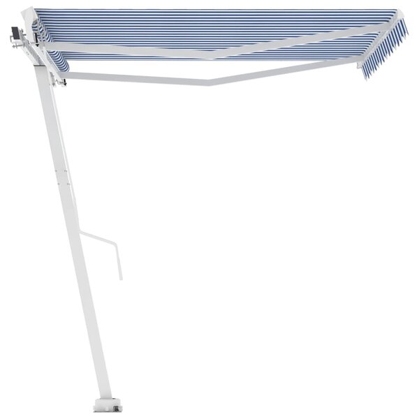 vidaXL Auvent manuel rétractable sur pied 350x250 cm Bleu/blanc