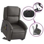 vidaXL Fauteuil inclinable de massage gris cuir véritable