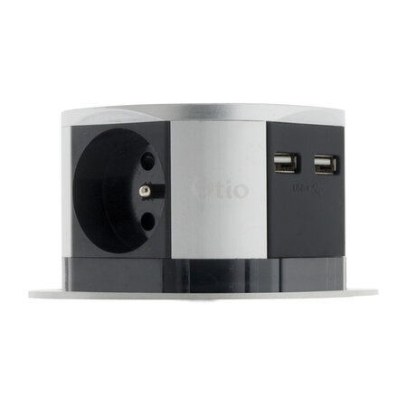 Bloc Prises escamotable avec 3 prises 230V + 2 prises USB Noir