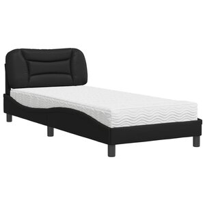 vidaXL Lit avec matelas noir 90x200 cm similicuir